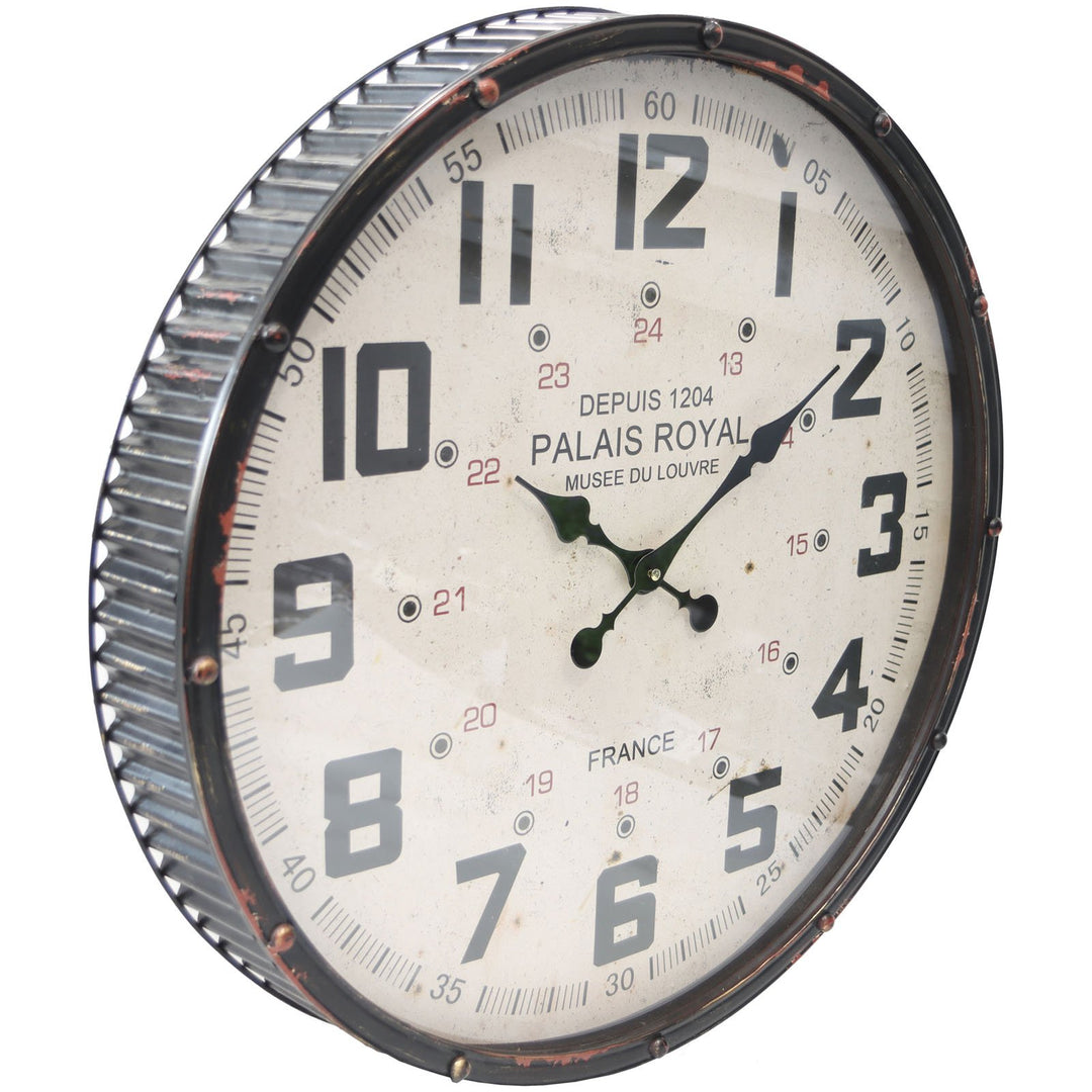 Yearn Vintage Palais Royal Metal Wall Clock Black 61cm 24328CLK 1