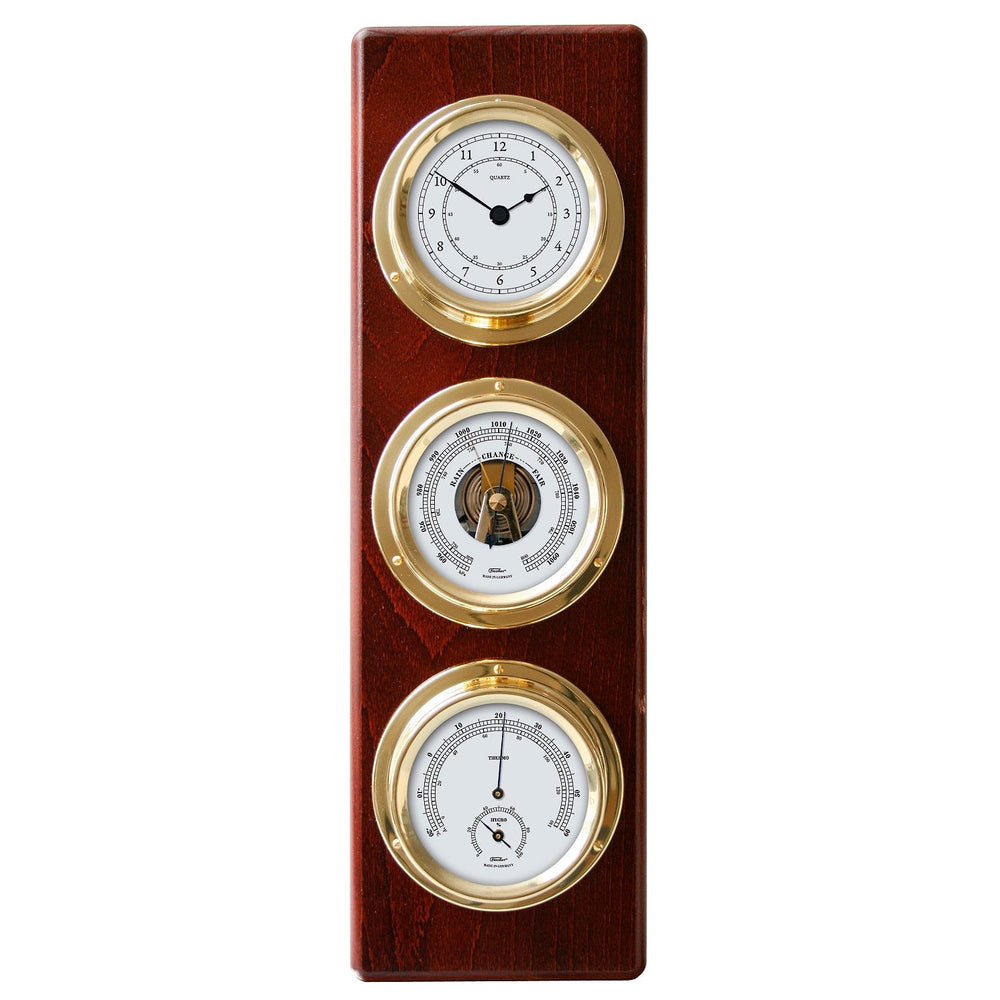 Brass Barometer, Thermo/Hygro on Cherry Weather Station