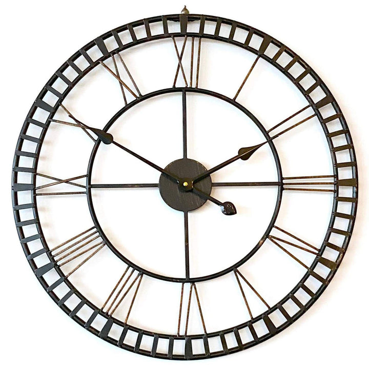 Ivory and Deene Hampton Wrought Iron Metal Black and Bronze Wall Clock 60cm ID1013 1