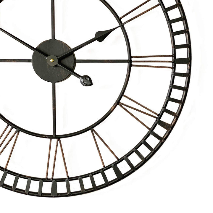 Hampton Wrought Iron Metal Black and Bronze Wall Clock, 60cm