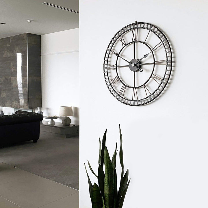 Ivory and Deene Hampton Wrought Iron Metal Black and Bronze Wall Clock 60cm ID1013 5