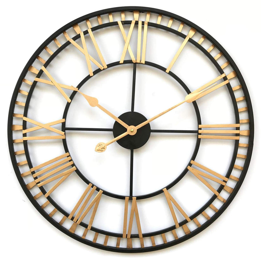 Ivory And Deene London Wrought Iron Metal Black And Gold Wall Clock 60cm ID1016 11