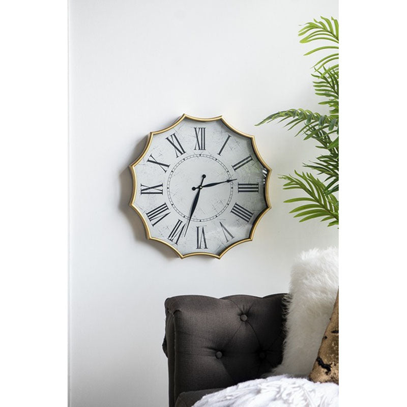 scalloped gold wall clock 60cm 20886 2